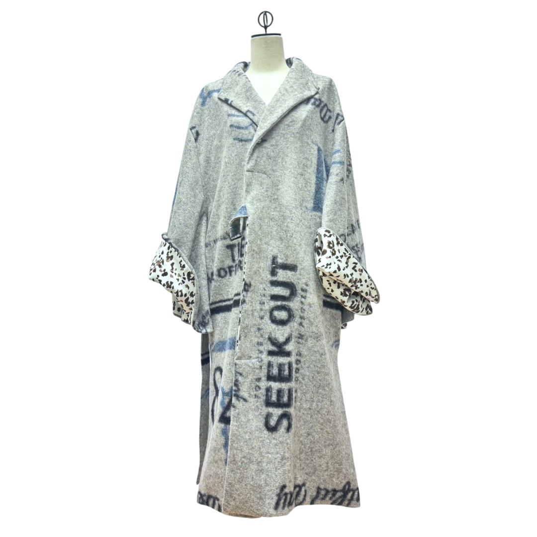 Ryujin 2025きものコート(leopard)ライトグレー