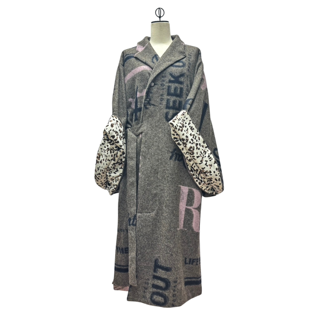 Ryujin 2025きものコート(leopard)グレー