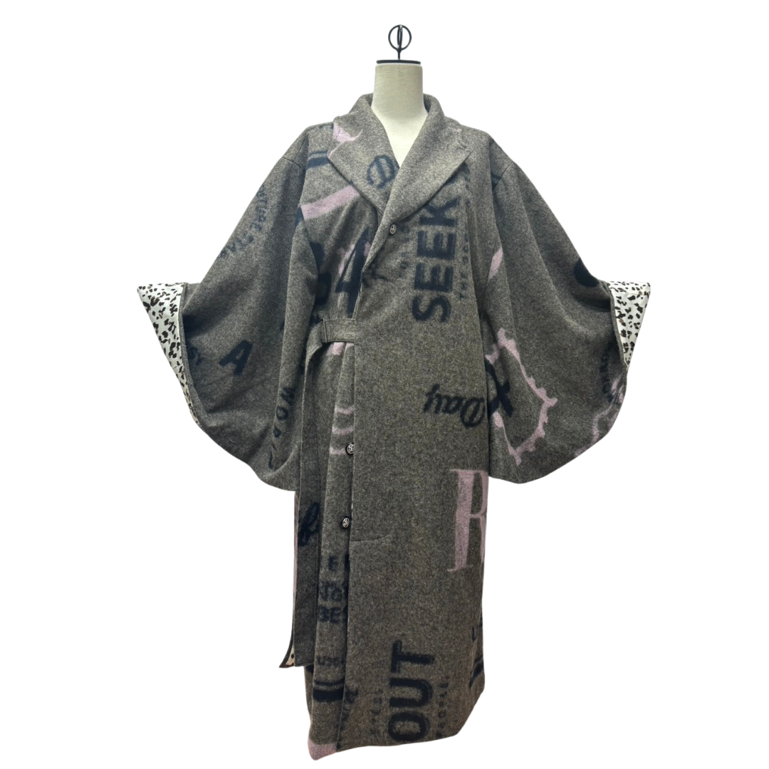 Ryujin 2025きものコート(leopard)グレー