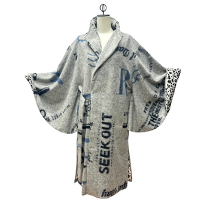 Ryujin 2025きものコート(leopard)ライトグレー