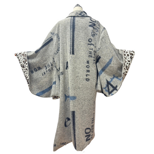 Ryujin 2025きものコート(leopard)ライトグレー