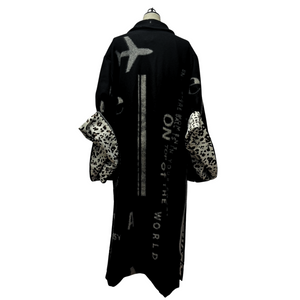 Ryujin 2025きものコート(leopard) ブラック