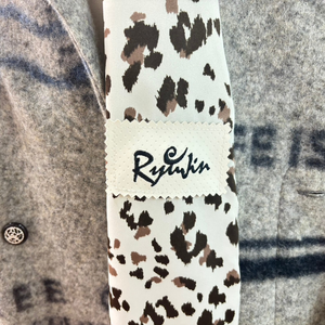 Ryujin 2025きものコート(leopard)ライトグレー