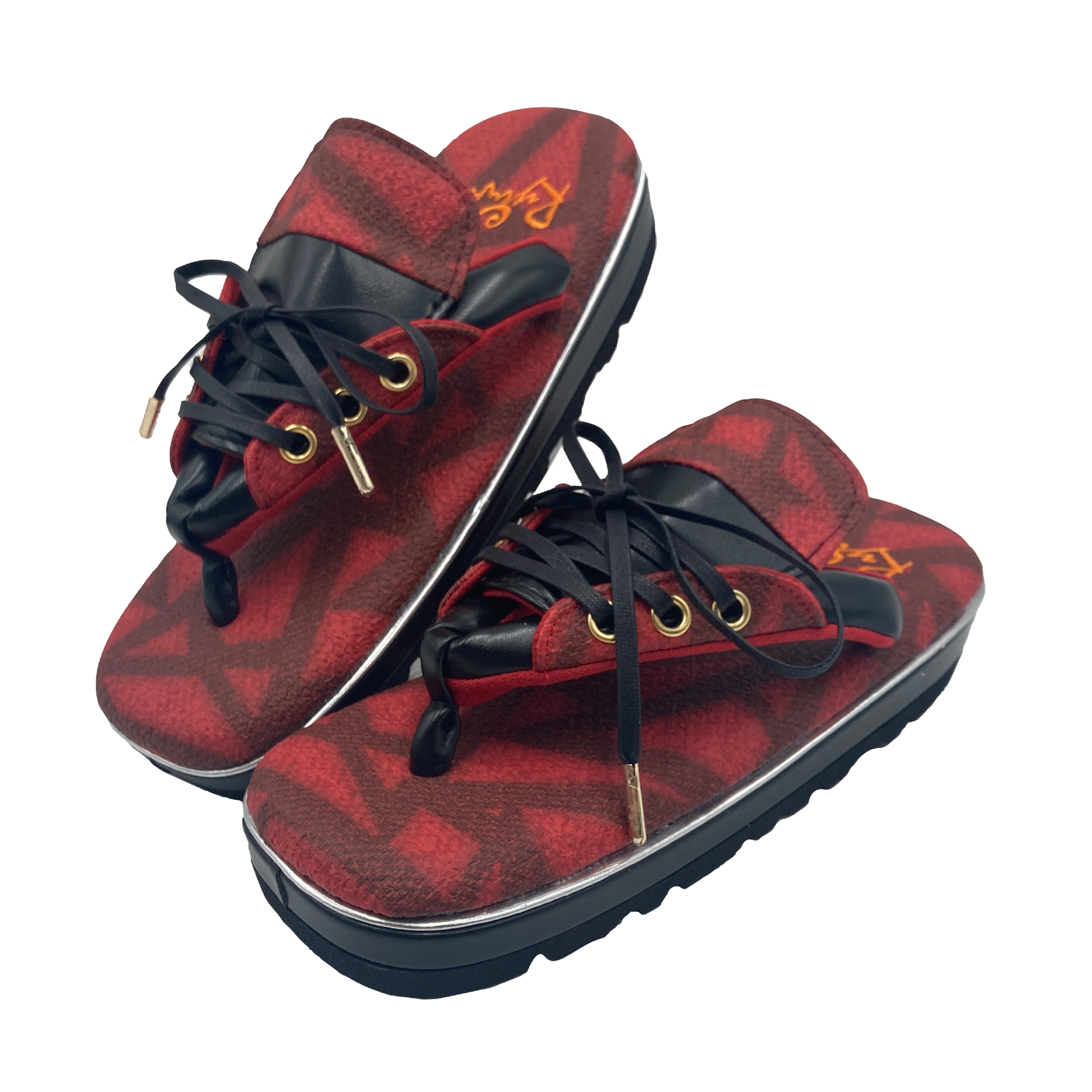 スニーカーメンズ雪駄 ベーシックアクセント（Red）