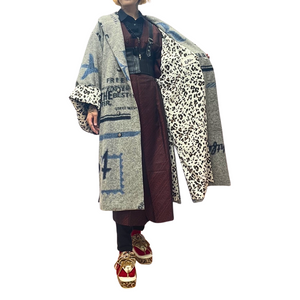 Ryujin 2025きものコート(leopard)ライトグレー
