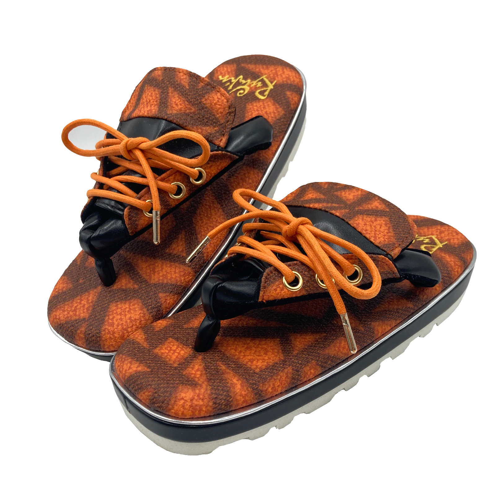 スニーカーメンズ雪駄 ベーシックアクセント（orange）